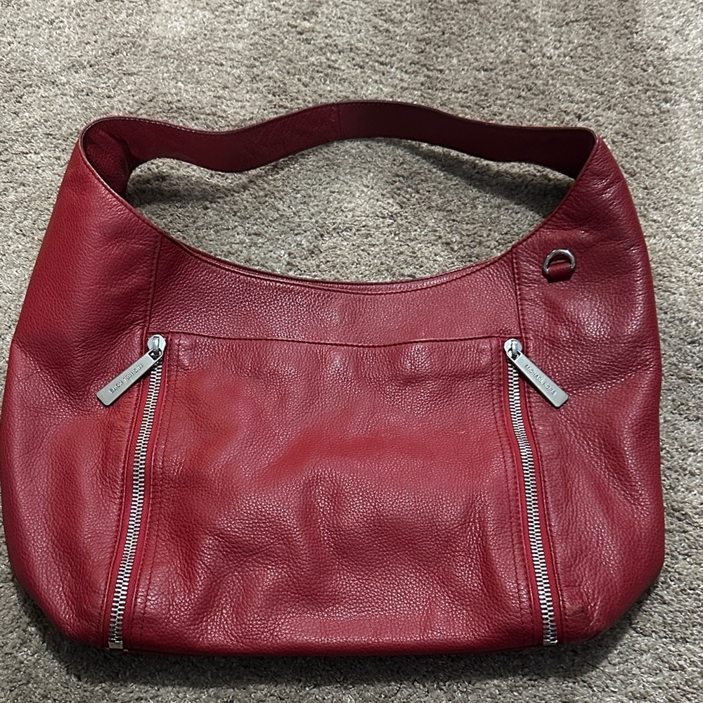 MK Red Leather Shoulder Bag